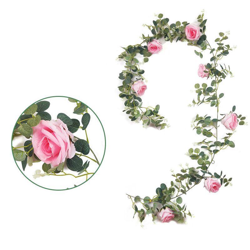 Eucalyptus 195m Artificial With Rose Garland Vine Hanging Party Wedding Decor