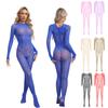 Женский глянцевый комбинезон, прозрачный эластичный боди с длинными рукавами, ночное белье на День святого Валентина