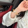 Handmade French Style Bracelet Women With Natural Yellow Fluorite Gold Foil Resin Flower Lemon Quartz Beads 12mm