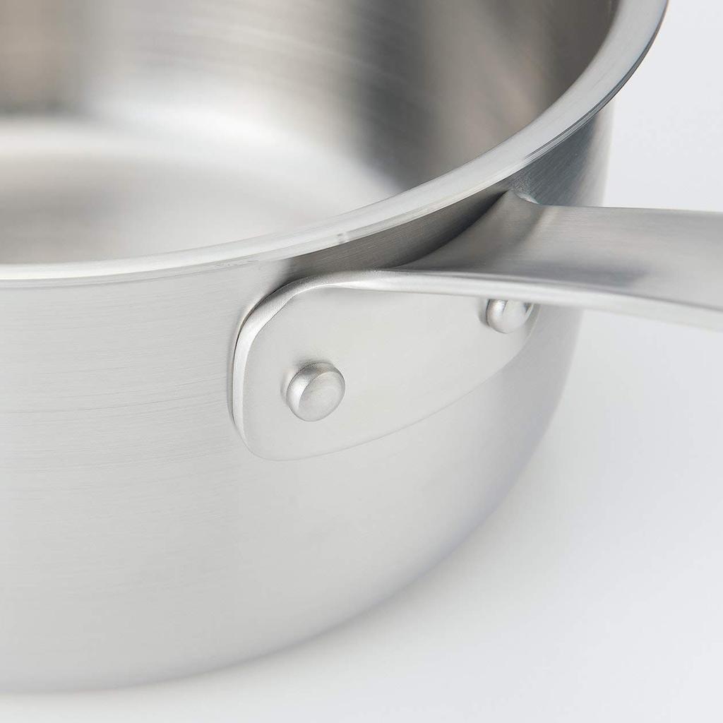 MUJI Stainless Steel Aluminum Triple-Layer Saucepan, Approx. 1.5L, Approx. 36cm W x 13cm H, 82219920, Silver