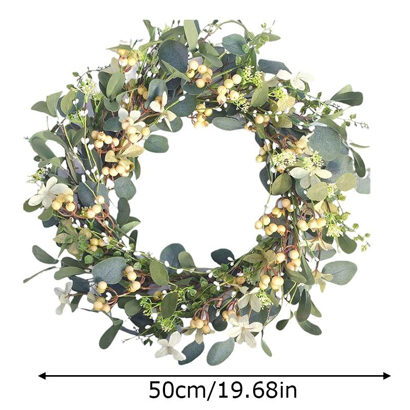 1PC Eucalyptus Wreath New Year Simulation Leaves Hanging Decor Christmas Door Hanging Wreath Holiday Decoration