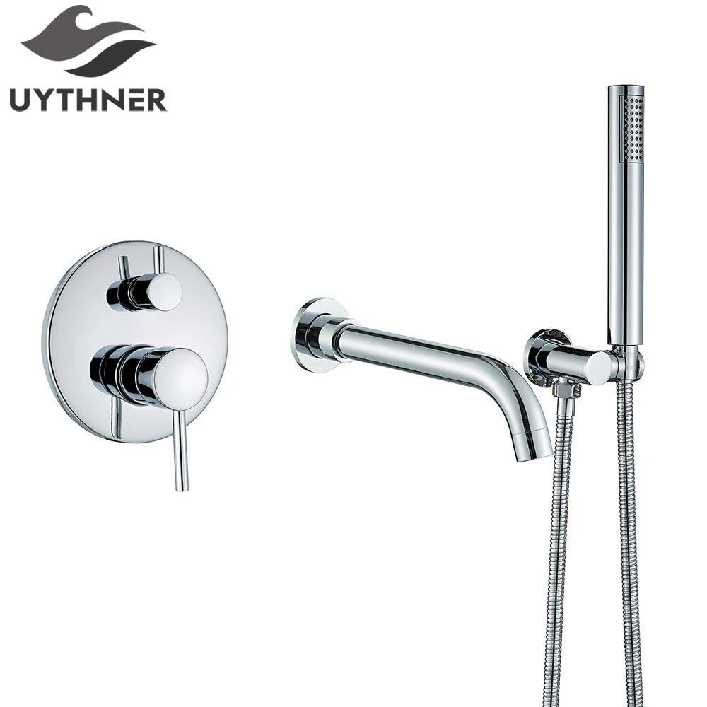 Matte Black Bathroom Shower Systerm Bathtub Faucet Wall Mount Brush Gold 2 Ways Bathtub Mixer Shower Set Mixer Tap