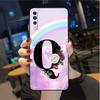 Case For Samsung Galaxy A50 A02s M31 A70 A30 A10 A20e A40 A10s M30s M51 M52 M22 M32 Black Phone Cover Pink Letters M S R