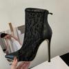 Eilyken Сексуальные тонкие высокие каблуки Женские ботильоны до щиколотки Дизайнерские сетчатые ботильоны на молнии Весенне-осенние Ботильоны Уличный стиль Обувь для стриптиза