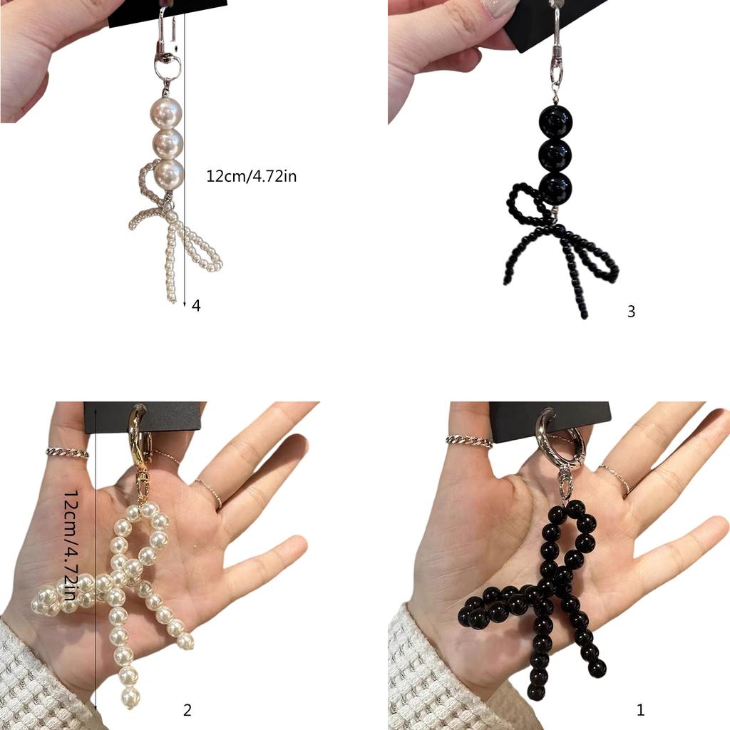 Chic Bowknot Pendant Bead Bag Charm Fashion Bag Pendant Imitation Pearl Material Stylish Bead Keychain for Phone and Key