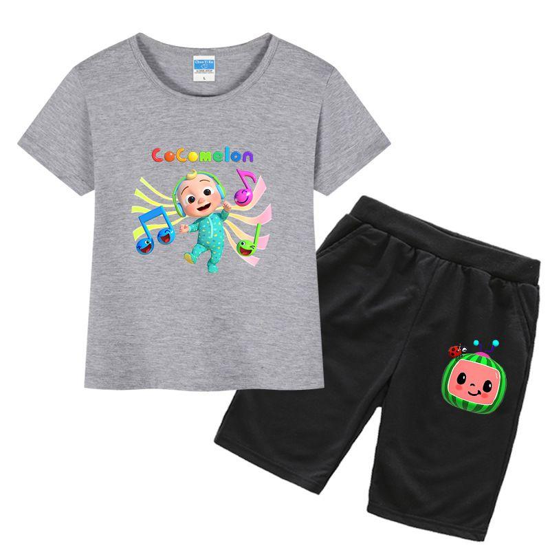 Cocomelon Short Kids Sleeve Tshirt Shorts Boys Girls 2pcs Tops Pants Set Casual