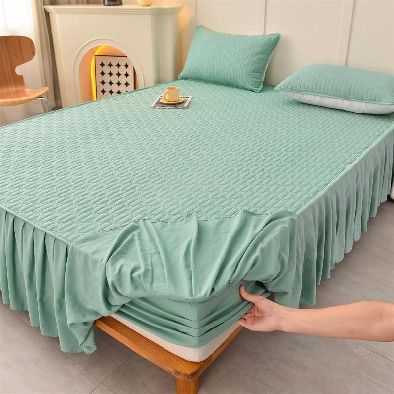 Комплект постельного белья из 3 предметов, хлопковая простыня, юбка-кровать, защитная крышка для простыни, покрывало, юбка-кровать, наволочка, складной комплект постельного белья-холодильник(1xпростынь+2xнаволочка)