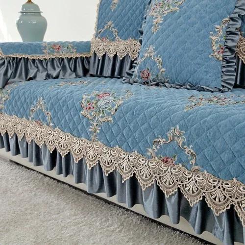 Универсальная большая юбка Four Seasons, чехол для дивана, европейский стиль, нескользящий коврик для дивана, роскошная кружевная подушка для гостиной, полотенце для дивана