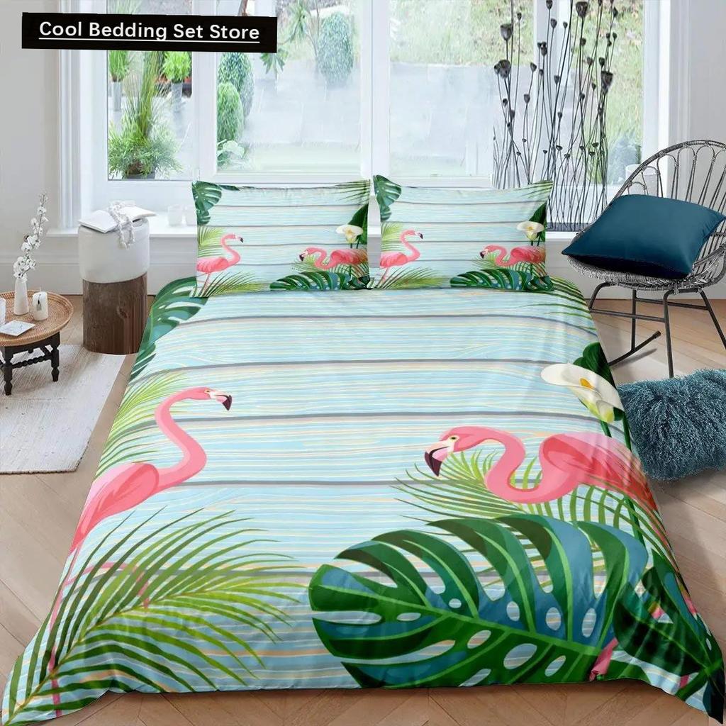 Фламинго пододеяльник комплект постельного белья для девочек цветы тропические животные розовый цветочный полиэстер одеяло покрывало для девочек детей женщин