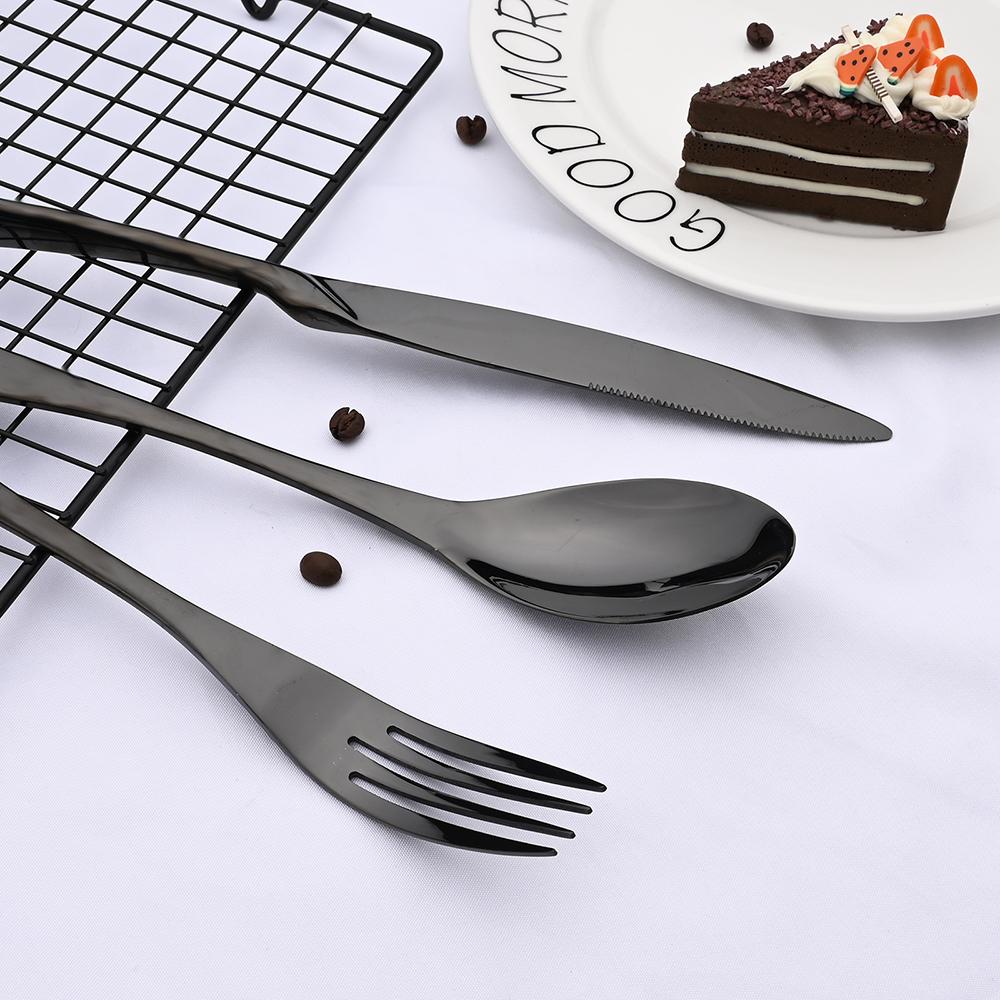 4 Pcs/Set Black Thicken Cutlery Set Stainless Steel Dinnerware Western Tableware Sets Fork Steak Knife Spoons Dinnerware Set
