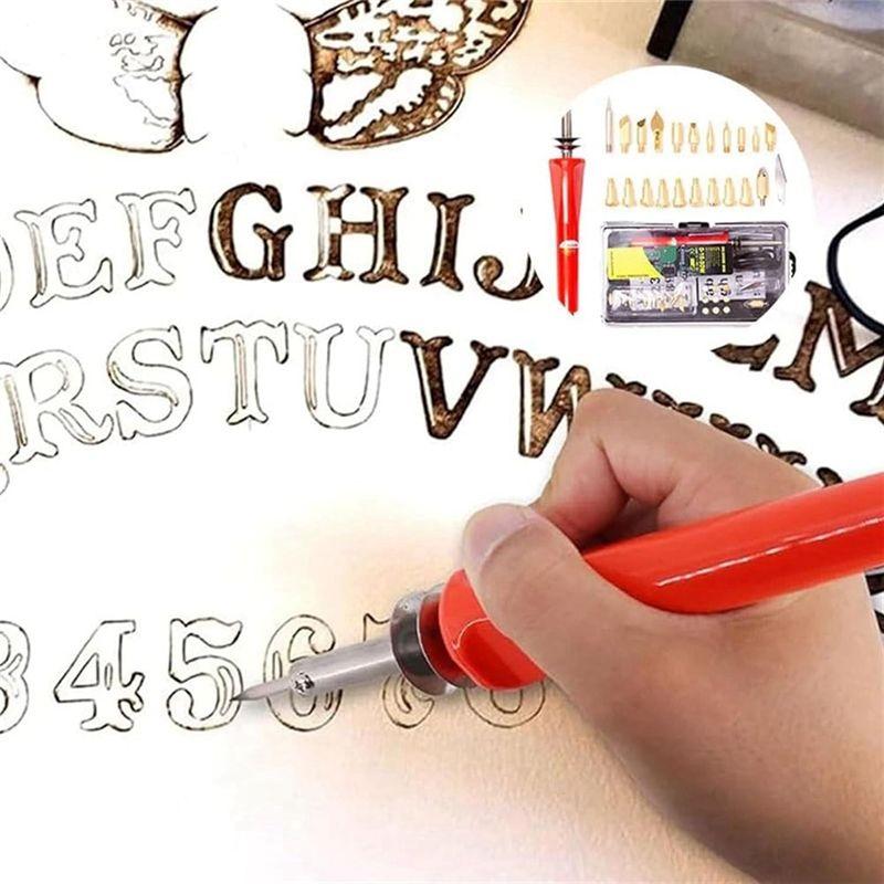 A84E-DIY Wood Burning/Carving Set, DIY Wood/Leather Burning Set-26 Letters Copper Mold, As Shown Metal DIY Supplies US Plug
