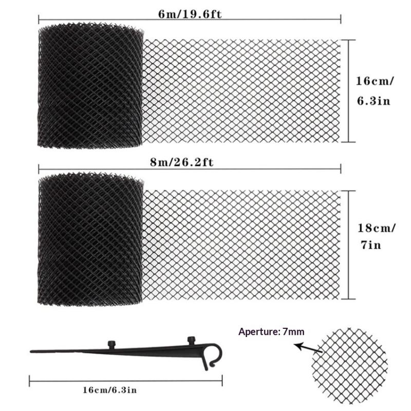 Plastic Gutter Guard Mesh Roll 10 Hooks Leaffilter Net Lightweight Durable Bird and Leaf Blocker for Patio Roofing