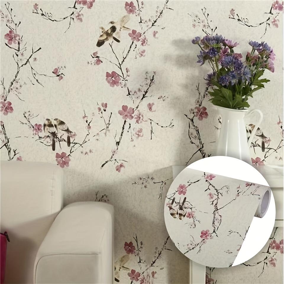 Обои с тиснением Peel and Stick, узор в виде цветущей сливы, для декора кухни и холодильника, 17,7x393,7 дюйма