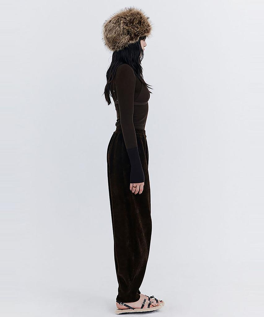 WNDERKAMMER Knit Rib Half Turtleneck T-Shirt_Brown