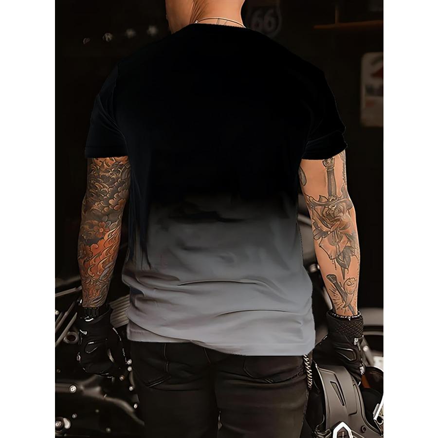 Футболки с буквенным узором, футболка с градиентным 3D принтом, модные топы с круглым вырезом и короткими рукавами, летние дышащие мужские футболки, мужская одежда с героями мультфильмов