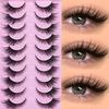 Cat Eye False Eyelashes 10 Pairs Fluffy Faux Mink Natural Volume Lashes Easy to Remove for New Learners