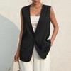 Ladies Summer Suit Jacket Work Casual Sleeveless V-Neck Single Button Solid Color Suit Vest