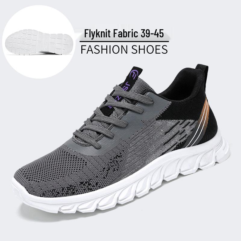Мужские дышащие кроссовки для бега на шнуровке из Flyknit, большого размера - Амортизация и без запаха