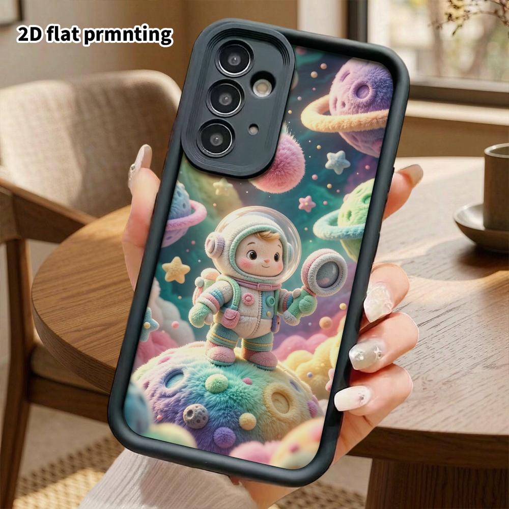 Phone case: 2D flat, suitable for Samsung Galaxy A34 A35 M05 M06 S20 S22 S21 FE Plus 5G protective case, space little astronaut, perfect Christmas and