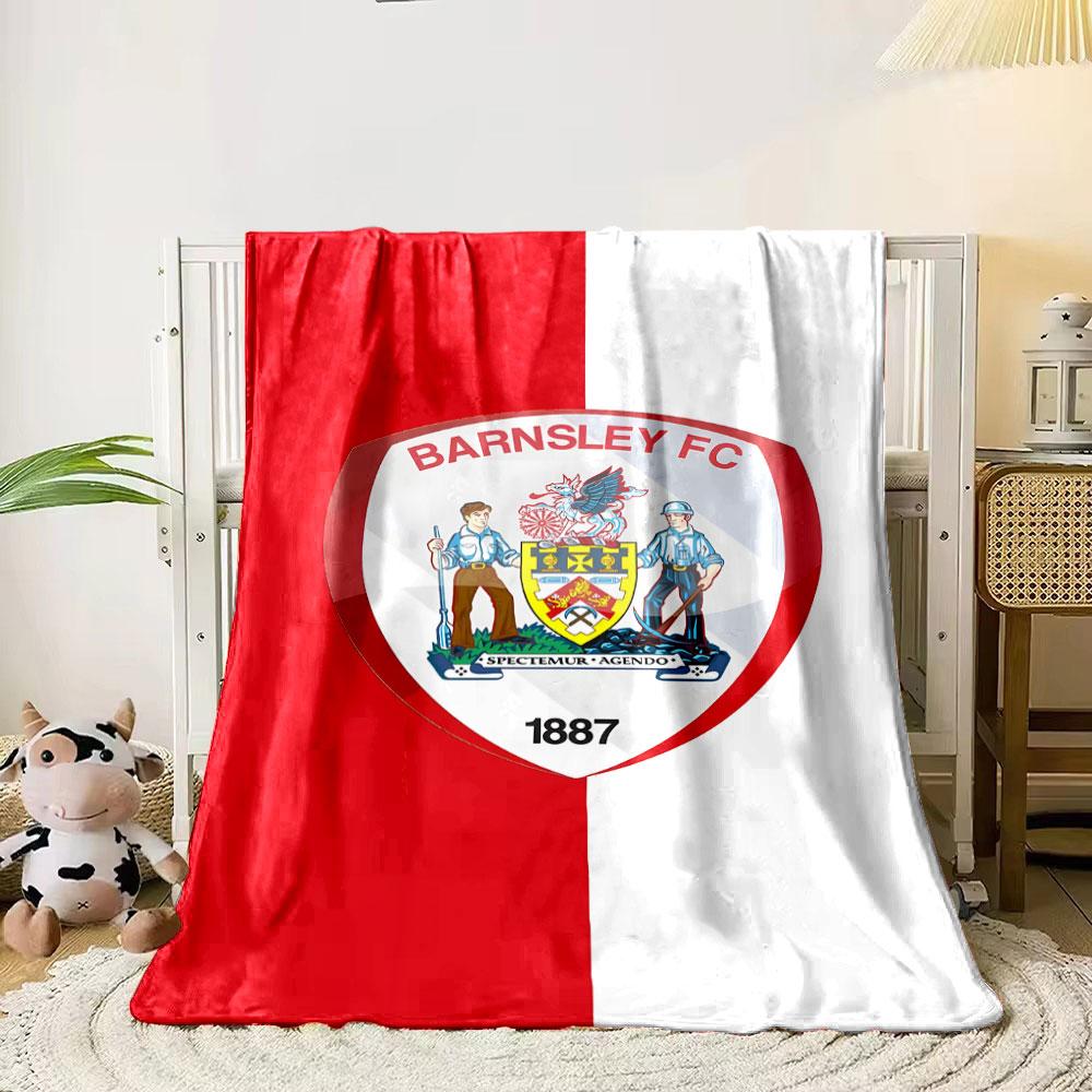 Barnsley FC Crest Design print blanket soft and cozy perfect for the living room bed sofa or a nap,gift