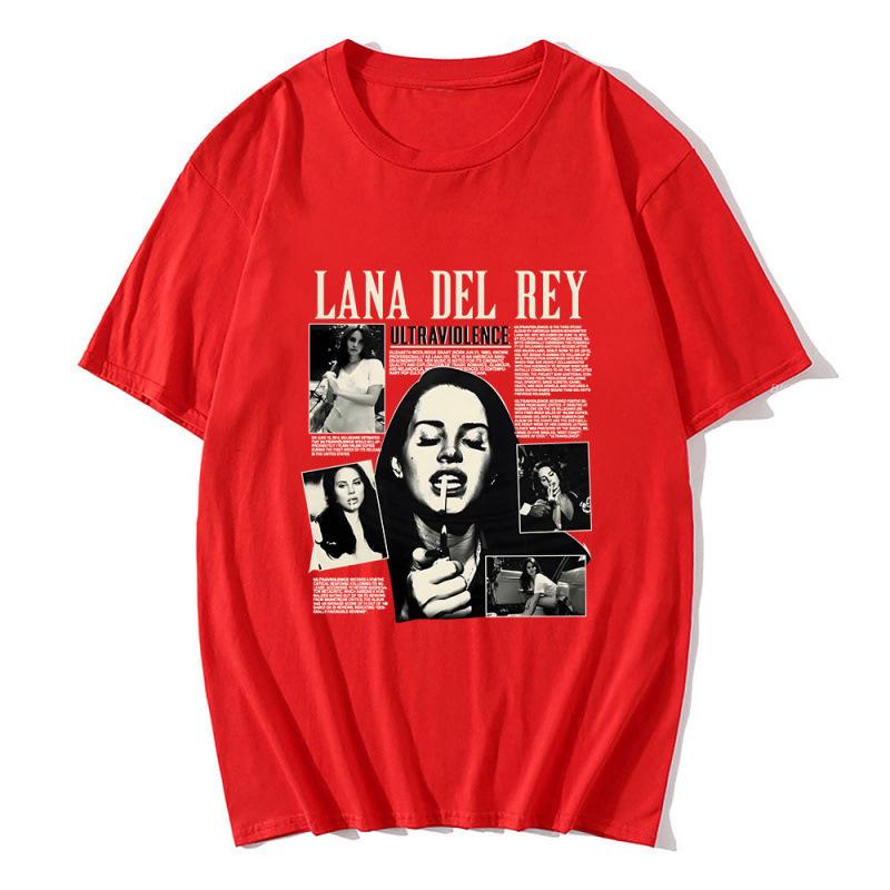 Lana Del Rey Printed Short Sleeve Unisex Cotton T-Shirt - Soft, Loose, Casual, Round Neck for Spring/Summer.