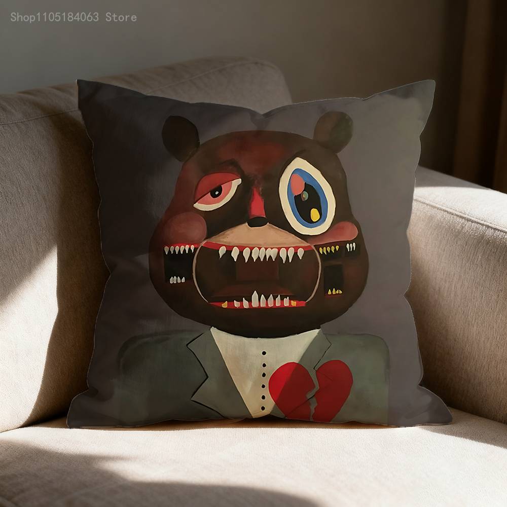 D-Dropout Bear YE Pillow Case Print Polyester Fiber 40X40 cm Home Sofa Throw Cushion Cover Decoration
