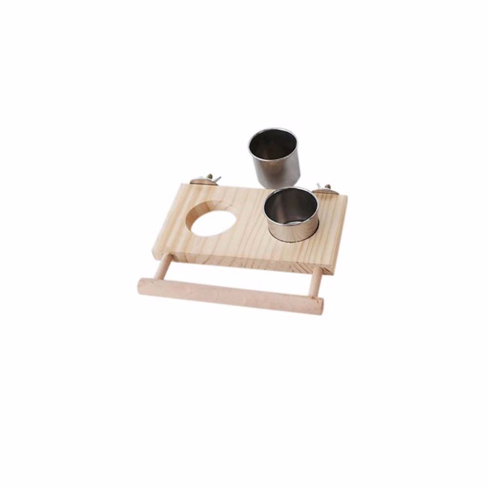 Splashproof Pigeon Dish Cage With Wooden Platform Pet Product Feeding Cup Bird Feeder Hanging Bowl