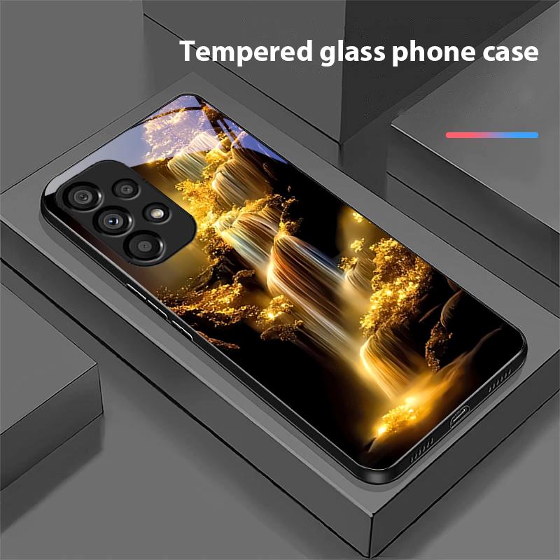 Цветная Аврора для Samsung Galaxy S 8 9 10 20 Plus 21 FE 22 23 24 Ultra S7 Edge Черный Чехол для телефона из закаленного стекла Жесткий чехол