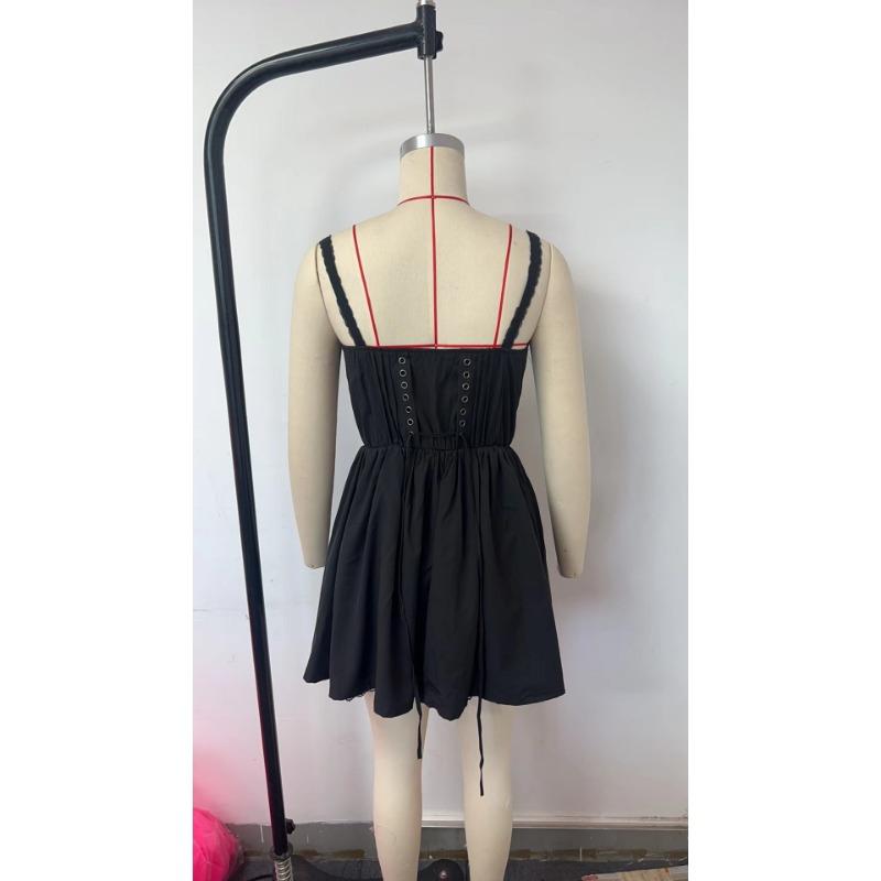 Модное элегантное кружевное платье с подтяжками, женское платье с открытой спиной для выпускного вечера, короткое женское плиссированное повседневное платье А-силуэта, женская одежда