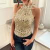 Elegant and Refined Halter Sequined Vest Women's Spring and Summer Tops