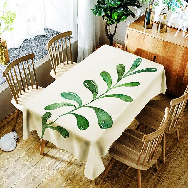 Скатерть с защитой от плесени, креативный узор из листьев и тропических растений, полиэстер, удобная водонепроницаемая скатерть для дома
