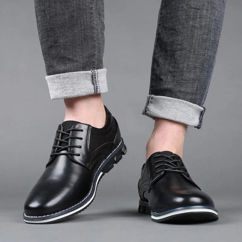 Brand Men Shoes Business Leather Shoes Office Casual Shoes for Men Black Oxfords Breathable Male Loafer Comfort Men Shoe Size 48