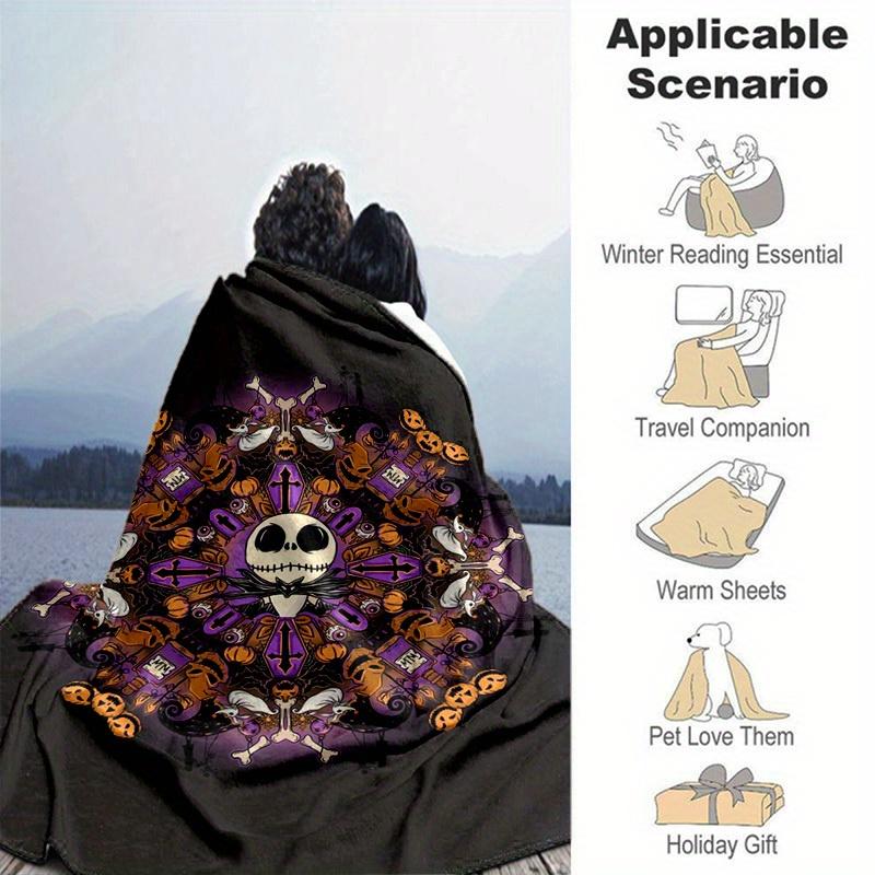1pc. Halloween Jack Skellington Themed Cartoon Blanket, Seasonal Home Decor Gift for Friends and Family, Perfect for Couch Cover or Bedding,