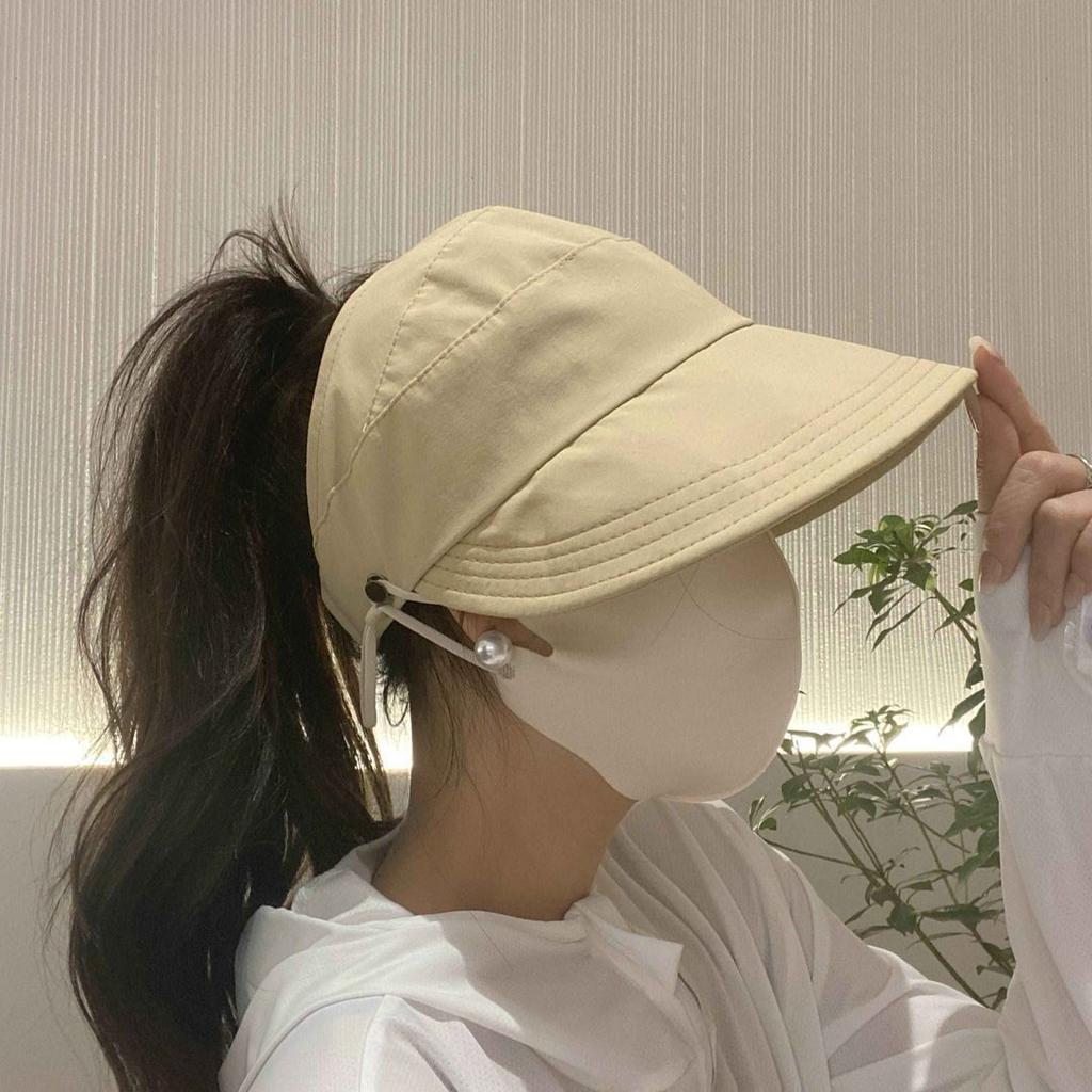 Foldable Women's Sun Hat with Wide Brim and Breathable Top - Perfect for Ponytails, Lightweight Outdoor Beach Travel Hat