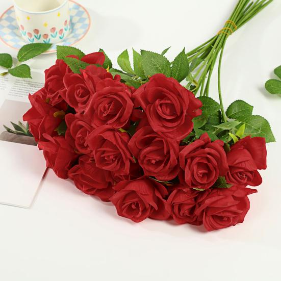 Искусственный цветок розы Реалистичная роза на длинном стебле Букет из искусственных шелковых роз на День святого Валентина Для дома Свадьбы Вечеринки Центральная композиция Цветочная композиция