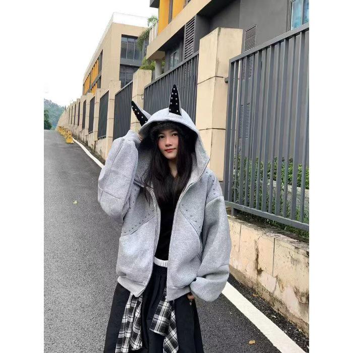 В наличии модная американская толстовка с ушами добермана, тяжелый кардиган с плюшем - Модный, Повседневный, Универсальный.