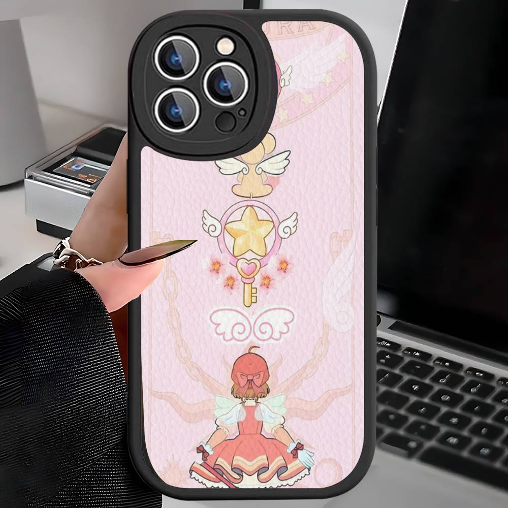 Чехол для телефона Cardcaptor Sakura C для iPhone 16 15 14 11 12 13 Pro Max Plus Задняя часть из кожи