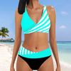 Женский купальник с подвеской к шее, бикини в зеленую полоску с принтом и короткий купальник-майка