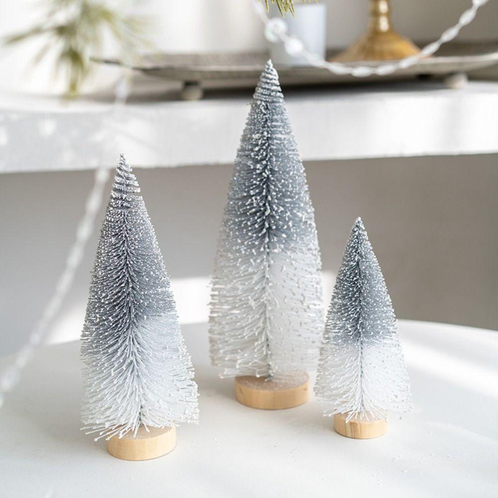 15/20/25cm Christmas Small Snowy Tree Plastic Artificial Pine Tree  Hotel Office Decor