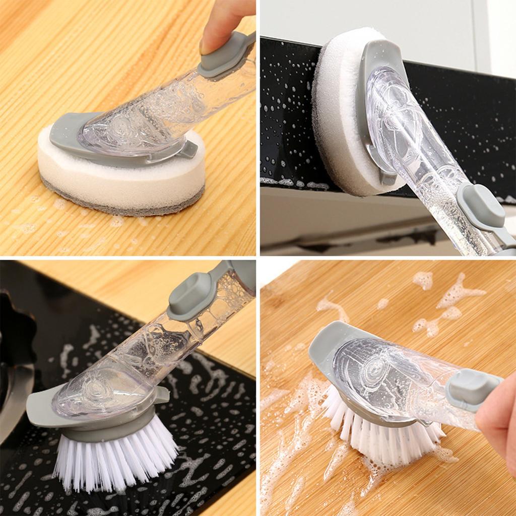 2-IN-1Dishwashing Brush Long Handle Wash Pot Brush Washing Dish Cleaning Brush