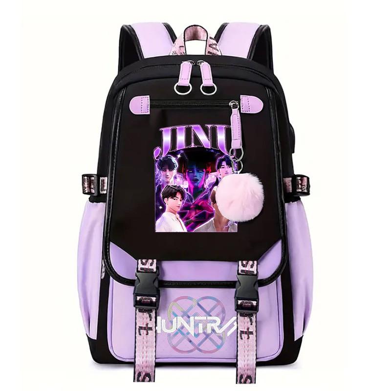 K-Pop Anime Printed Backpack Teens School Bag With Spine Support 20-35L Capacity Oxford Fabric Unisex College Style
