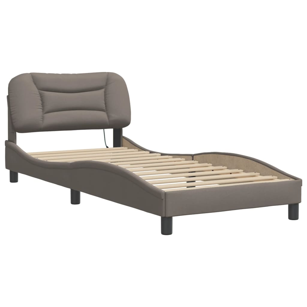 Vidaxl Rama Łóżka Z Diodami Led Bez Materaca Taupe 90X200 Cm Tkanina