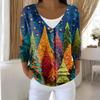 Women's Fashion Long Sleeve Christmas Snowman Snowflake Print Jacket Cardigan