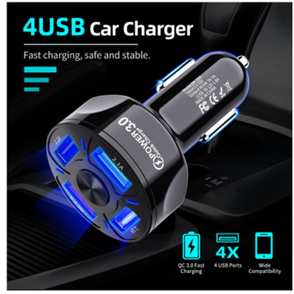 Автомобильное зарядное устройство USB на 4 порта 7A 48W Быстрая зарядка Универсальное 18W Быстрая зарядка в автомобиле Зарядное устройство для мобильного телефона Автомобильное зарядное устройство Адаптер