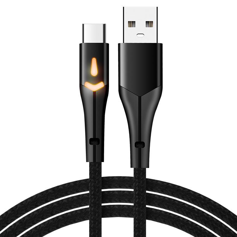 Семицветный силиконовый USB-кабель со светодиодной подсветкой для Apple, Android и Type-C с функцией быстрой зарядки