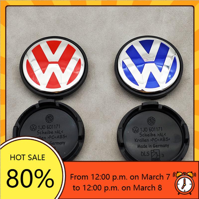 For VW Volkswagen Jetta MK5 Golf 4pcs 56mm Bule Red Car Wheel Center Caps Rim Hub Caps For VW Volkswagen Golf Jetta Bora Polo S