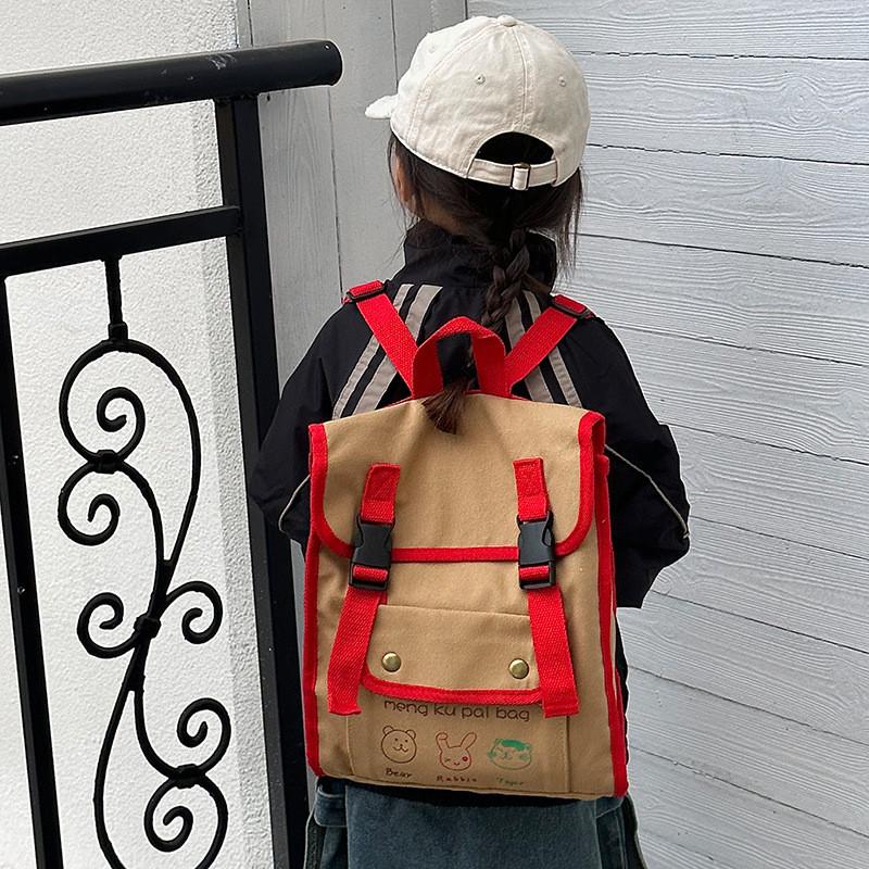 Canvas Breathable Stylish Backpack For Children With Fun Animal Prints For School Use