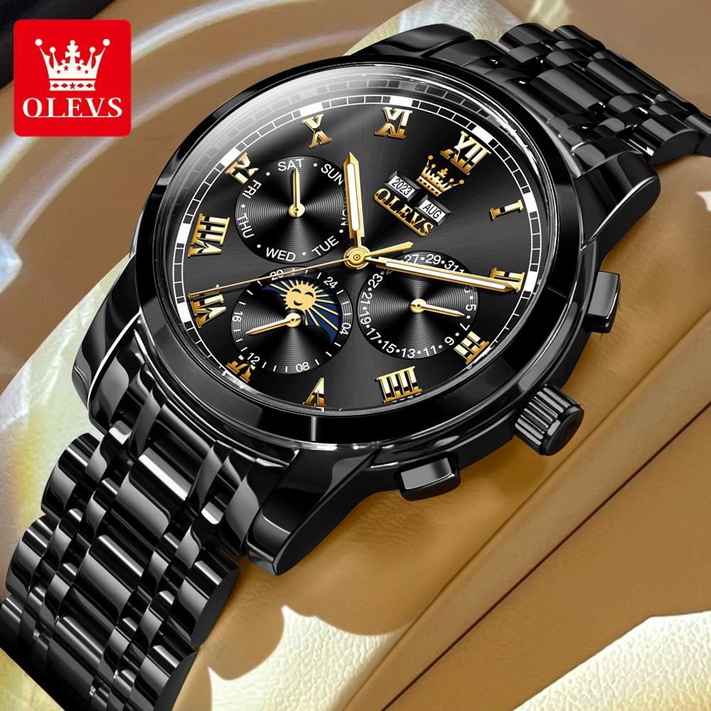 OLEVS 6692 Bussiness Dress Automatic Mechanical Watch for Men Moon Phase Waterproof Calendar Men's Wristwatch Luxury