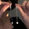 Rectangle Tassel Pearl Earrings Ins Style Personalized Light Luxury Stud Earrings Fashionable New Versatile Earrings