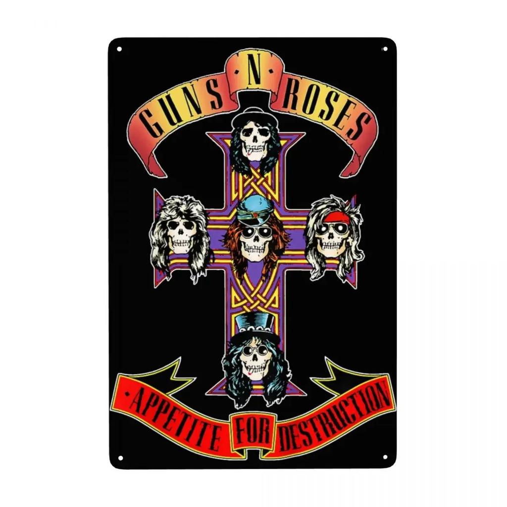 Индивидуальный Логотип Guns N Rose Тяжелый Металл Металлическая Вывеска Жестяные Декоративные Знаки Табличка Офис Магазин Пабы Клуб Мужская Берлога Бар Настенный Декор Искусство